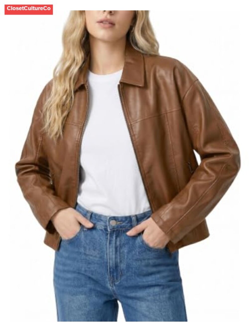 Faux Leather Jacket Women Bomber Biker Motorcycle Zip-Up Outerwear